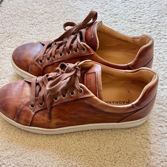 Magnanni Brown Leather Sneakers Size 7 - Picture 5 of 10